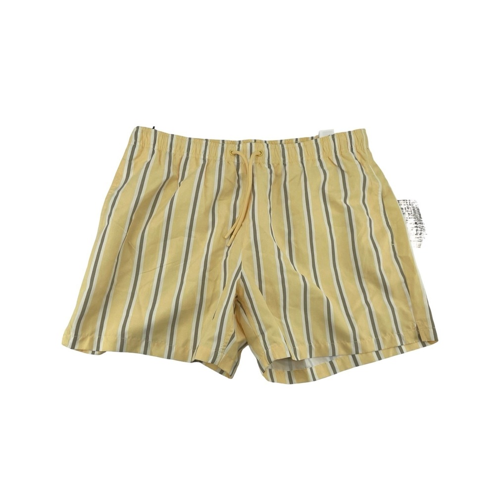Zara Swim Shorts Striped Large Yellow Good